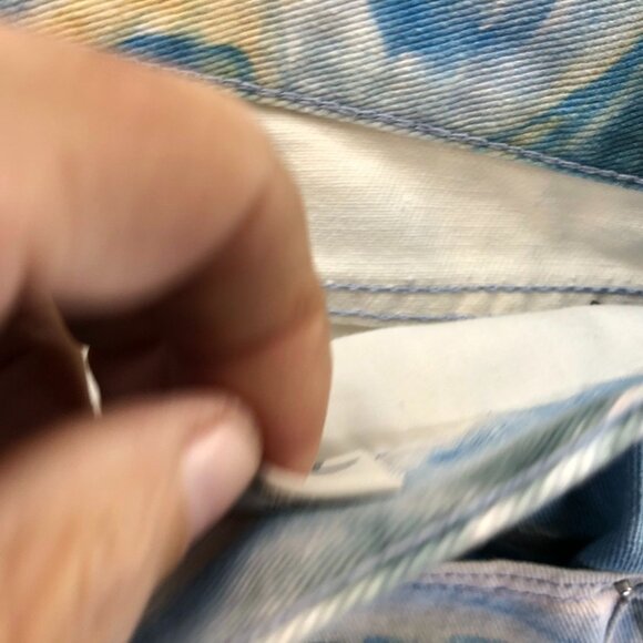 BDG Womens Jeans Size 32 Flare Leg Y2K Blue Marble Print Casual High Rise Hippie - Picture 10 of 16